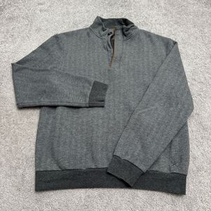Hackett London Herringbone 1/4 Zip Pullover Sweater Womens Medium Gray Knit